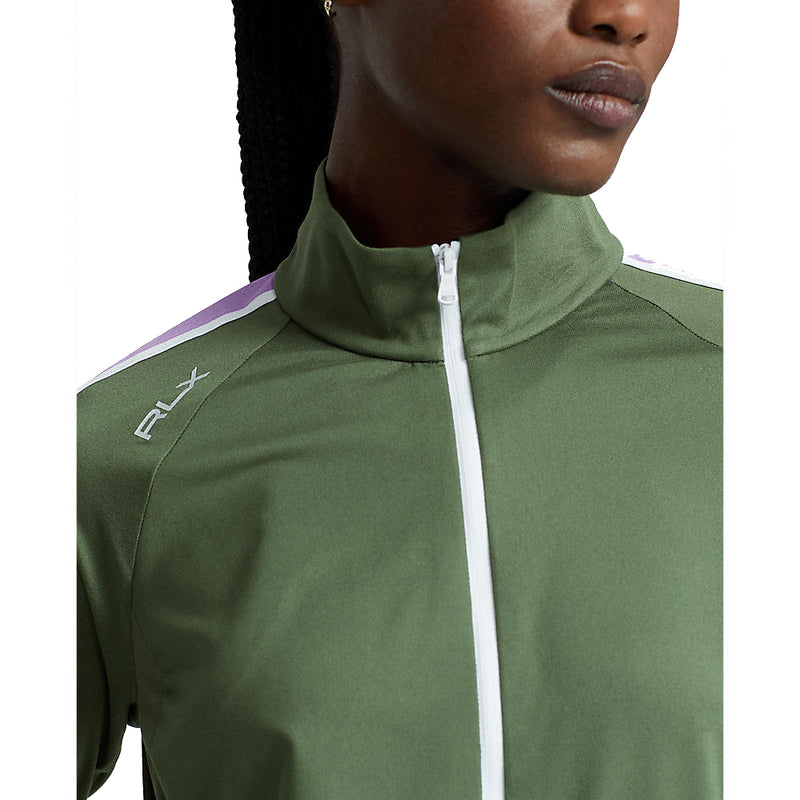 RLX Ralph Lauren Women's Arm Stripe Full Zip Golf Jacket - Shamrock/New Hibiscus