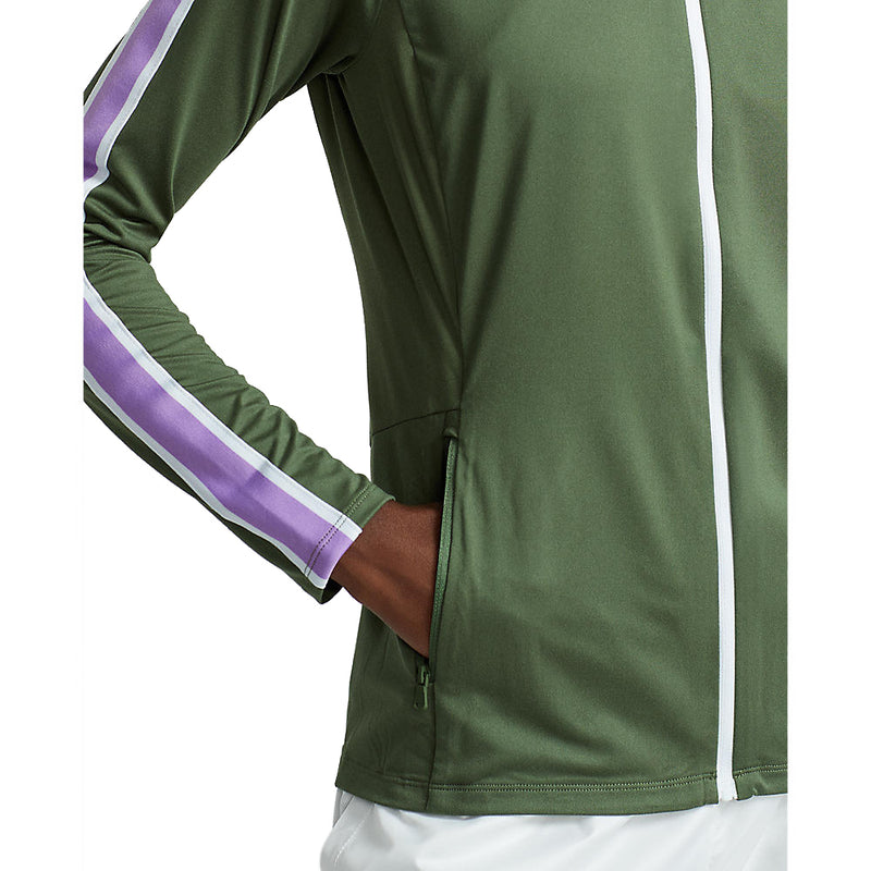 RLX Ralph Lauren Women's Arm Stripe Full Zip Golf Jacket - Shamrock/New Hibiscus