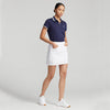 RLX Ralph Lauren Women's Tour Pique Golf Polo Shirt - French Navy/Grey/Chic Cream