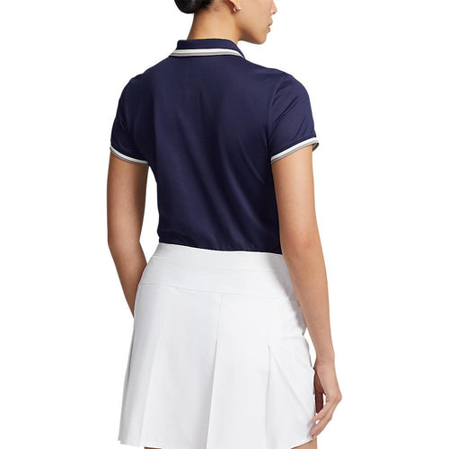 RLX Ralph Lauren Women's Tour Pique Golf Polo Shirt - French Navy/Grey/Chic Cream
