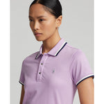 RLX Ralph Lauren Women's Tour Pique Golf Polo Shirt - Light Mauve/French Navy/Chic Cream