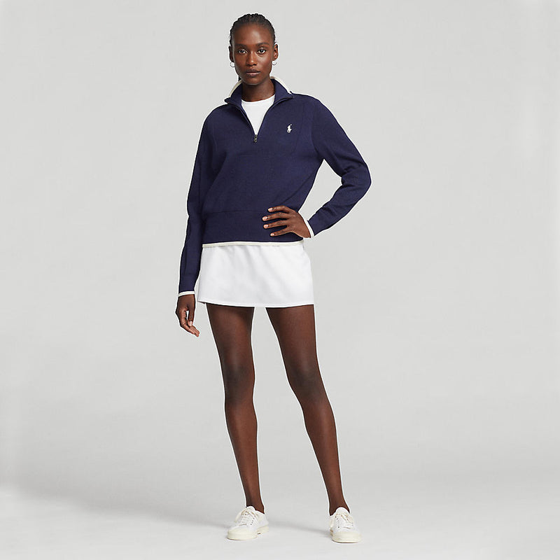 RLX Ralph Lauren Women's Coolmax Wool 1/4 Zip Pullover - French Navy