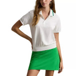 Kemeja Polo Golf Kerah Crochet Tur Wanita RLX Ralph Lauren - Keramik Putih Multi
