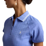 Polo de golf RLX Ralph Lauren Active Cable 1/4 Zip pour femmes - Blue Mist