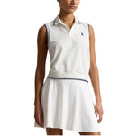 RLX Ralph Lauren Women's Sleeveless Tour Pique Golf Polo Shirt - Ceramic White/Blue Mist