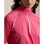 Jersi Regangan UV Wanita RLX Ralph Lauren 1/4 Zip Pullover Golf - Merah Jambu Panas