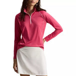 Jersi Regangan UV Wanita RLX Ralph Lauren 1/4 Zip Pullover Golf - Merah Jambu Panas