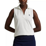RLX Ralph Lauren 女款剪裁 V 領無袖高爾夫 Polo 衫 - 陶瓷白