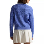 RLX Ralph Lauren Women's Cable Knit Pullover - Blue Mist/White Splash