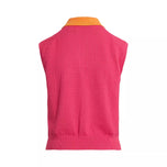 RLX Ralph Lauren Women's Sleeveless Knitted Golf Polo Shirt - Hot Pink/Key West Orange