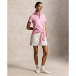 RLX Ralph Lauren Tour Pique Golf-Poloshirt für Damen – Hellrosa/Keramikweiß/Nebelblau