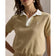 RLX Ralph Lauren 女式 2/48 棉混纺短袖针织高尔夫 Polo 衫 - 沙丘棕褐色/白色飞溅