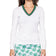 Golftini Fashion Wanita V -Neck Sweater - White/Kelly Green