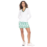 Golftini Fashion Wanita V -Neck Sweater - White/Kelly Green