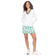 Golftini Fashion Wanita V -Neck Sweater - White/Kelly Green