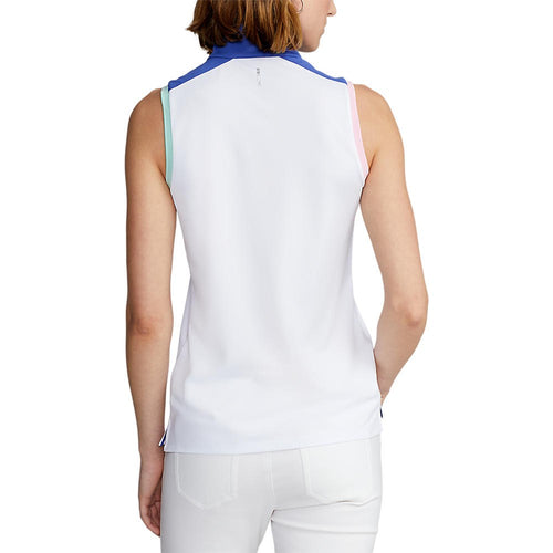 RLX Ralph Lauren Women's Stretch Mesh Sleeveless 1/4 Zip Golf Shirt - Pure White Multi