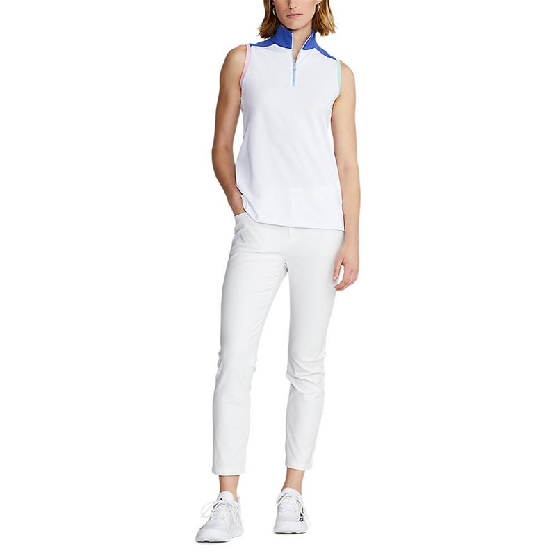 RLX Ralph Lauren Women's Stretch Mesh Sleeveless 1/4 Zip Golf Shirt - Pure White Multi