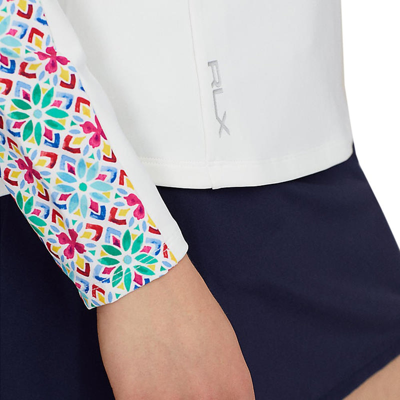 RLX Ralph Lauren Women's Quarter Zip Long Sleeve Pullover - Multi Tile / White