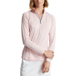 RLX Ralph Lauren Women's UV Jersey 1/4 Zip Pullover - Pink Sand/Channel Blue