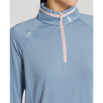 RLX Ralph Lauren Women's Jersey Quarter Zip Golf Pullover - Channel Blue/Pink Sand