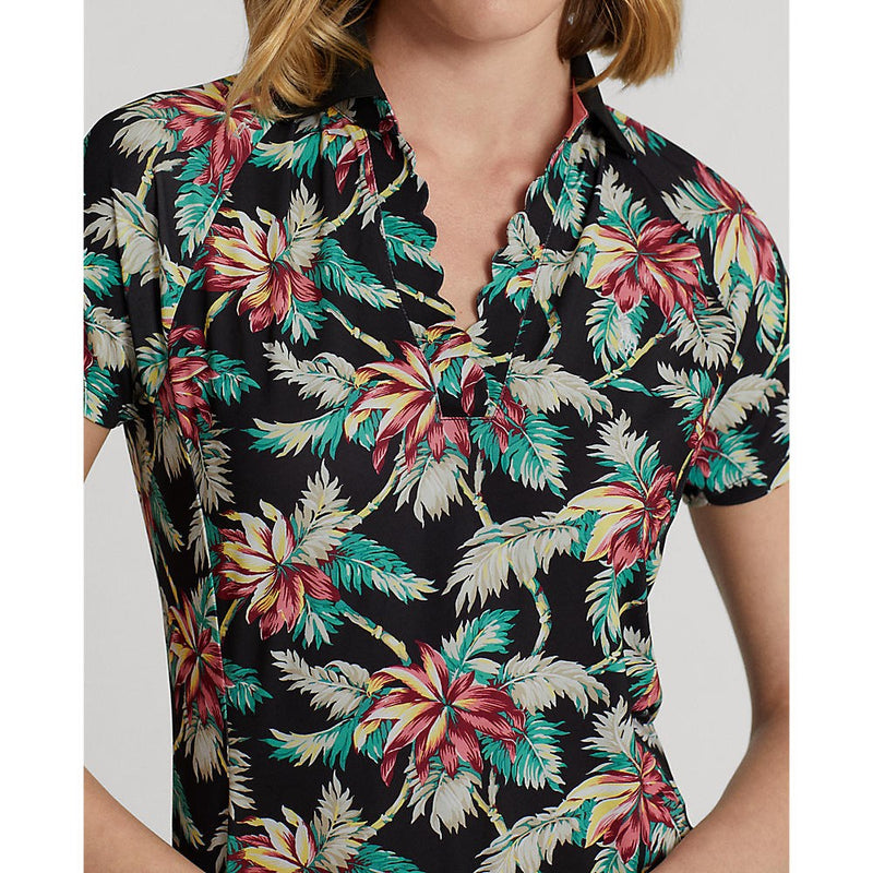RLX Ralph Lauren Women's Printed Airflow V-Neck Golf Shirt - Island Bamboo Floral