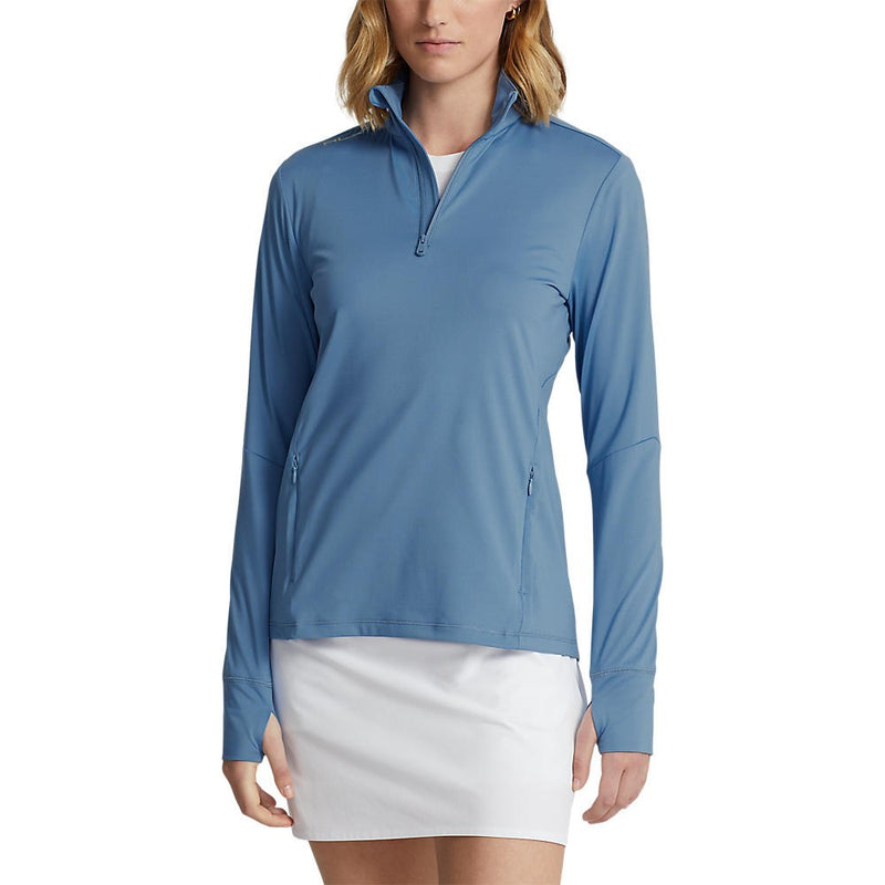 RLX Ralph Lauren Women's Stretch Jersey Quarter Zip Golf Pullover - Hatteras Blue
