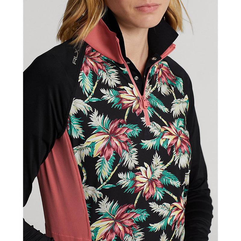 RLX Ralph Lauren Women's UV Jersey 1/4 Zip Pullover - Island Bamboo Floral Multi