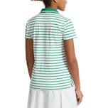 RLX Ralph Lauren Wanita Perfomance Stripe Golf Polo Shirt - Pure White/Cruise Green Fairway