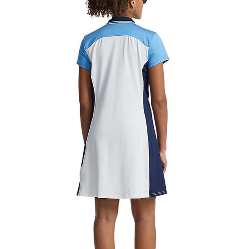 RLX Ralph Lauren Women's Colour Blocked Stretch Polo Golf Dress - Pure White/Florida Blue Multi