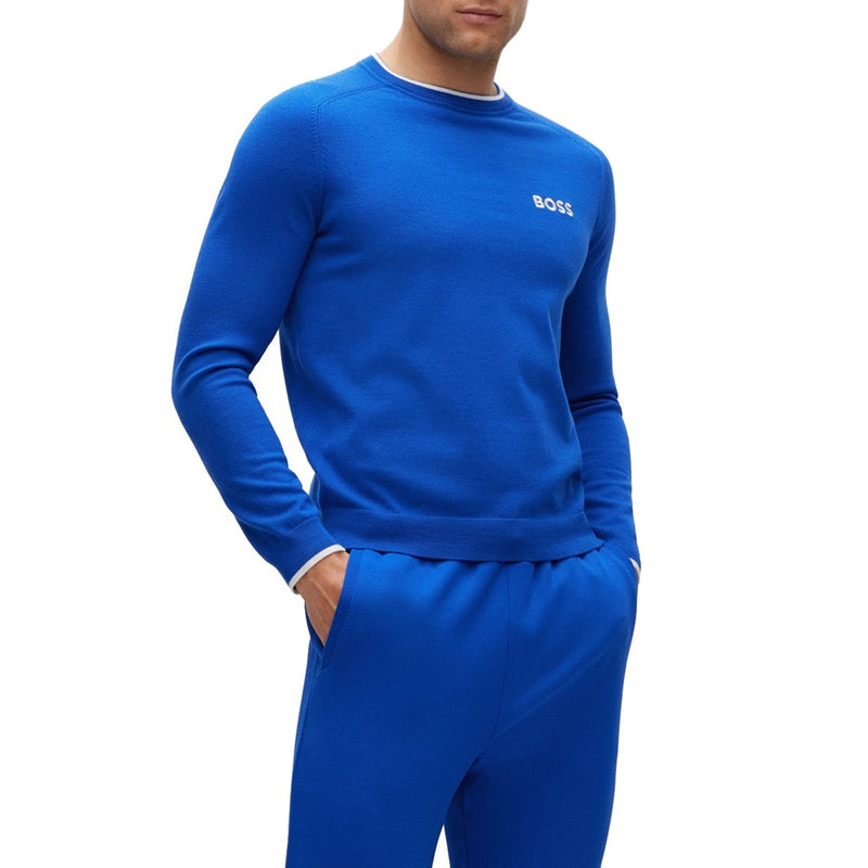 BOSS Ralvin Regular Fit Stretch Golf Sweater - Medium Blue
