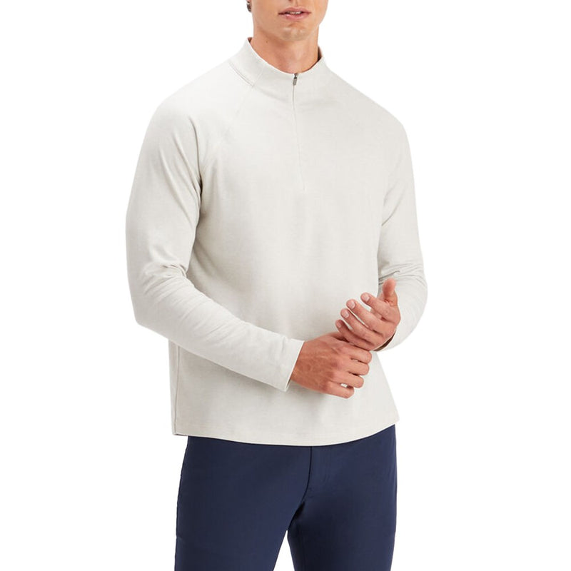 G/Fore Melange Luxe Quarter Zip Golf Mid-Layer - Stone Heather