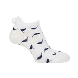 Glenmuir Frauen Eugenie gemusterte Golfsocken - White/Navy Flags