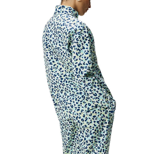 J.Lindeberg Women's Evertine Waterproof Print Golf Jacket - Leopard Aruba Blue