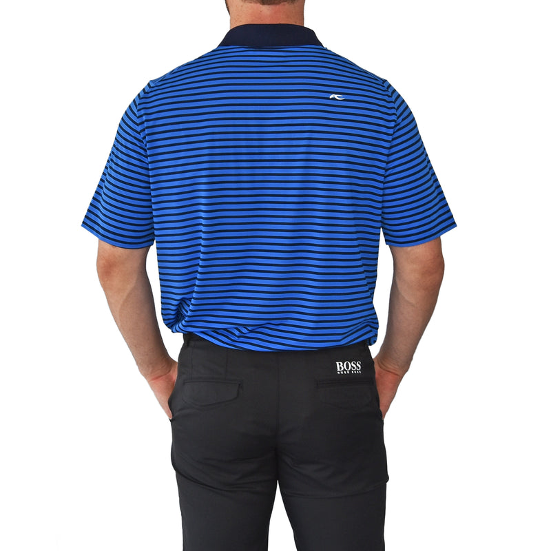 KJUS  Luis Stripe Polo Golf Shirt - Pacific Blue/Atlanta Blue