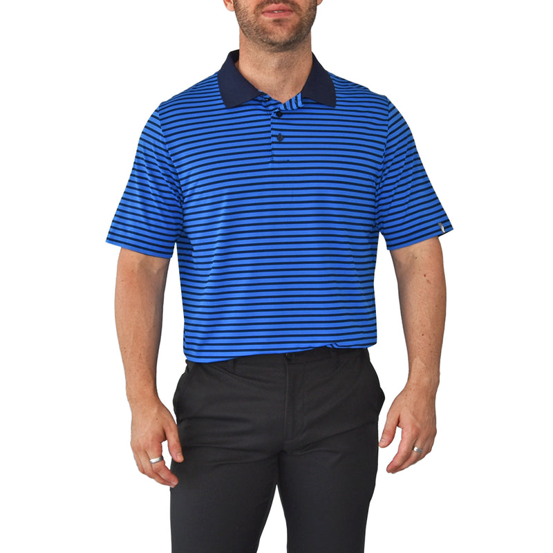 KJUS  Luis Stripe Polo Golf Shirt - Pacific Blue/Atlanta Blue