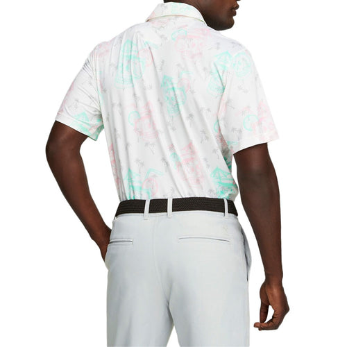 Puma Mattr Tropi-cool Golf Polo Shirt - Bright White/Minty Burst
