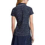 RLX Ralph Lauren Women's Printed Airflow V-Neck Golf Polo Shirt - French Navy Summer Night Stars