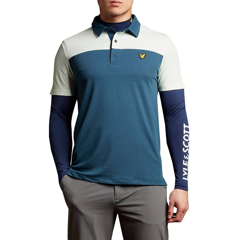 Lyle & Scott Colour Block Golf Polo Shirt - Aegean Blue