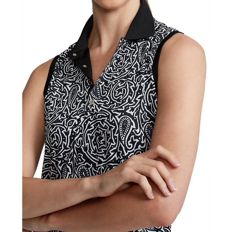 RLX Ralph Lauren Women's Printed Airflow Sleeveless Golf Shirt - Polo Black Block Print Vines