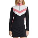 Rlx Ralph Lauren Femme's Power Stretch 1/4 Zip Pull Over - Polo Black / Desert Rose Multi