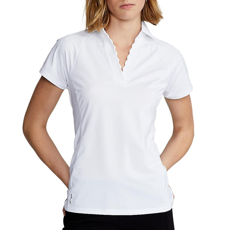 RLX Ralph Lauren Women's Tour Performance V-Neck Golf Shirt - Pure White